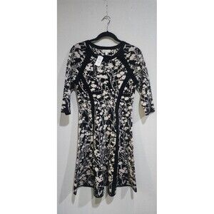 Neiman Marcus Designer Taylor Women Floral Stretch A-line Quarter Sleeve Dress M